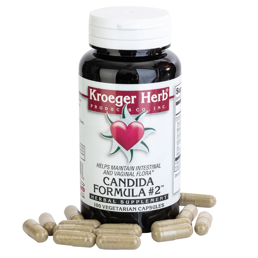 Kroeger Herb Produkter, Candida Formel # 2, Cleanse Support for Kvinder & Mænd - Hjælper Opretholde Gær & Candida Niveauer - Intestinal Supplement, Sund Flora - Vegetarisk, Non- GMO, Made is USA