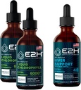 E2H: Chlorophyll Liquid Drops (2 Pack - 4 Fl Oz) og Lever Support (Single Flaske - 2 Fl Oz)