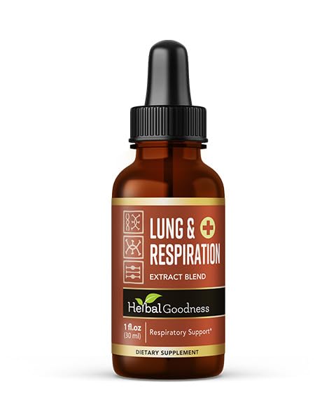 Herbal Goodness Lungs and Respiration 1oz - for Better Lungs, Lungs Cleansing, Respiratory Support, Growth Cells Support and Immune Support with Mullein Leaf Extracts - 1bottle