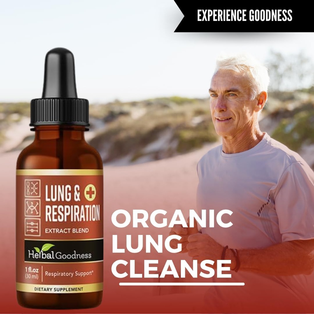 Herbal godhed lunger og respiration 1oz - for bedre lunger, Lungs Cleansing, Respiratoriske Support, Vækstceller Support og immunforsvar med Mullein Leaf Extracts - 1 flaske