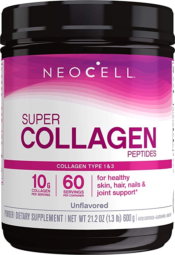 NeoCell Super Collagen Peptider, Grass- Fed Collagen Type 1 og 3, Unflavored, 21.2 Ounces (Pakke Maj Vary)