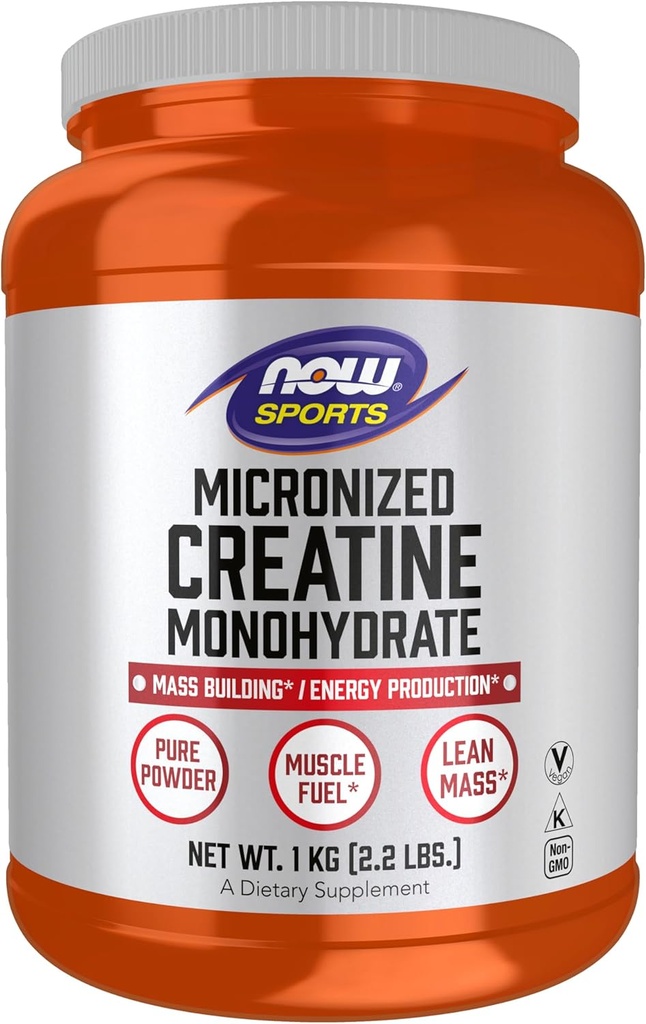 Now Sports Nutrition, Mikroniseret Creatin Powder 500 g, Mass Building * / Energy Production *, 1 kg.