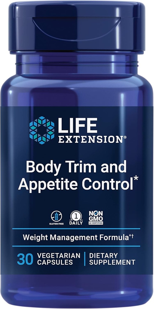 Life Extension Body Trim og Appetite Control, Lemon Verbena, Hibiscus, Sund Vægt, Promoes Satiety, Weight Management, Gluten Free, Non- GMO, 1-Daily, Vegetar, 30 Kapsler