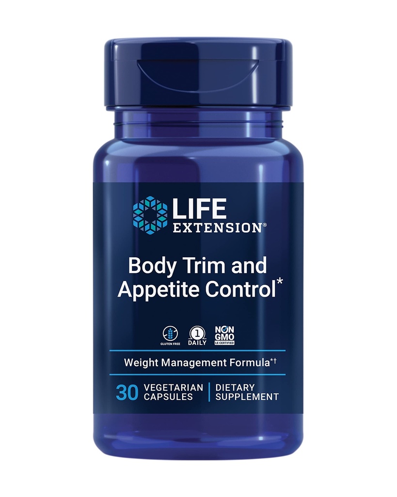 Life Extension Body Trim og Appetite Control, Lemon Verbena, Hibiscus, Sund Vægt, Promoes Satiety, Weight Management, Gluten Free, Non- GMO, 1-Daily, Vegetar, 30 Kapsler
