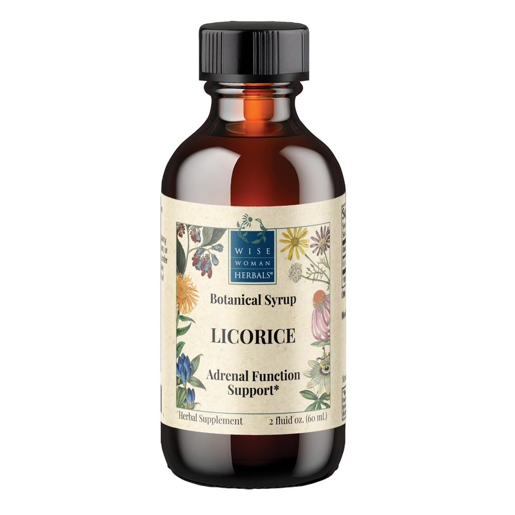 Wise Woman Herbals Licorice Botanisk Syrup (Tidligere Solid Extract) 4: 1, Alkoholfri, Herbal fordøjelseskomfort, binyrebalance, immunforsvar, respiratorisk og sund inflammatorisk respons support, 2 Fl Oz