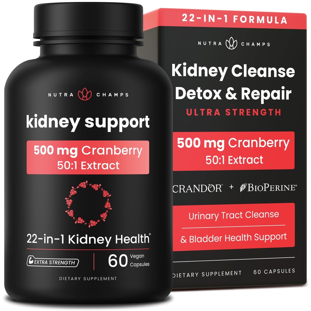 Nyre rense Detox Detox; 22 - in-1 Nyre Support Supplement 124; 25,000mg Cranberry Pills Extract 124; Ekstra styrke Reparation & Flush Premium Formel 124; Urinære Tract Sundhed for kvinder & mænd