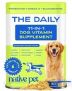 Indfødt kæledyr hund vitaminer & kosttilskud - 11-in-1 Multivitamin pulver til hunde fødevarer Topper - Collagen, Glucosamin, Probiotika, Omega & More- Understøtter sund Gut, Mobilitet & Samlet Sundhed -30 Scoops