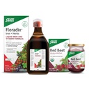 Floradix Iron & Herbs (23,7 oz) & Salus Red Beet krystaller (7 oz) - Jern supplement til sund energistøtte * & Økologisk næringsværdi Beet Root Drink Mix