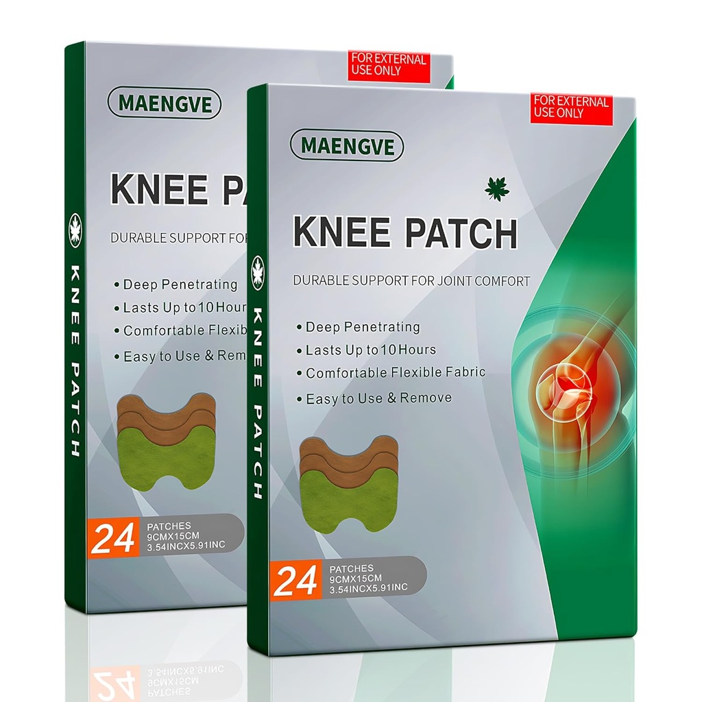 Herbal Knee Patch - 48 Pcs Self- opvarmning Pads til fælles Ease & muskelafslapning - 12-timers varme Pad til Knee Relief, Pain Support & Comfort