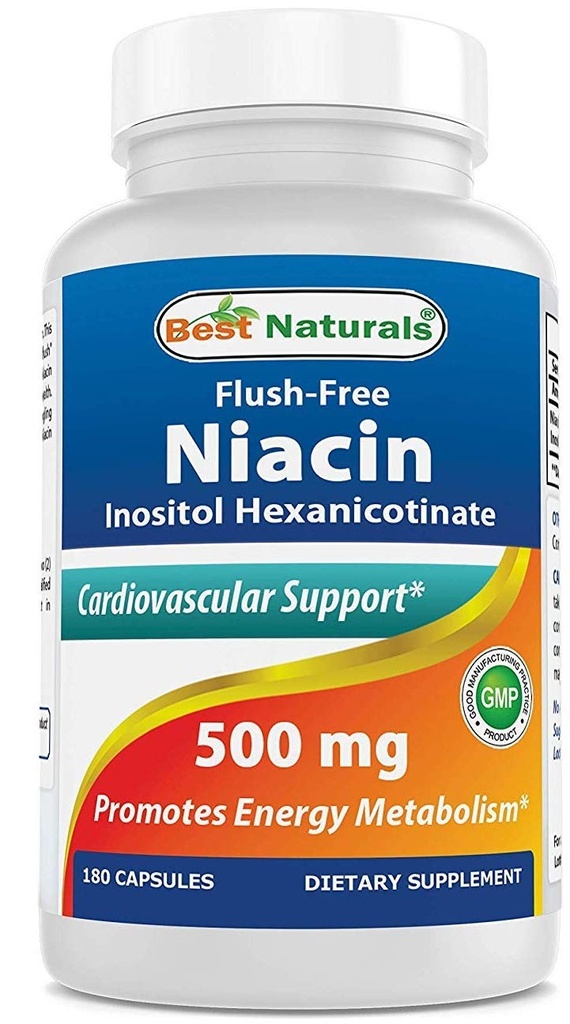 Bedste Naturals Flush- Free Niacin Inositol Hexanicotinat 500 mg 180 Kapsler