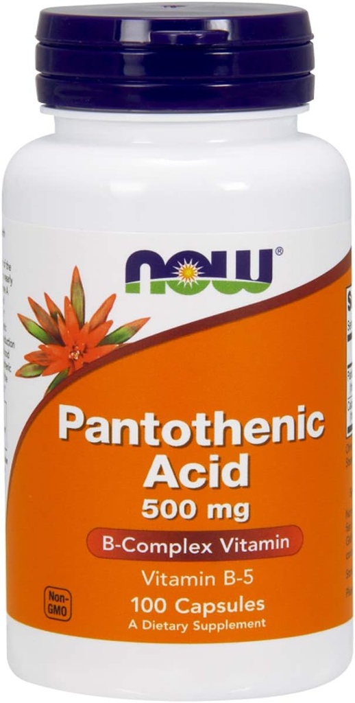 Now Foods Pantothensyre 500 mg, 100 kapsler (pakke med 2)