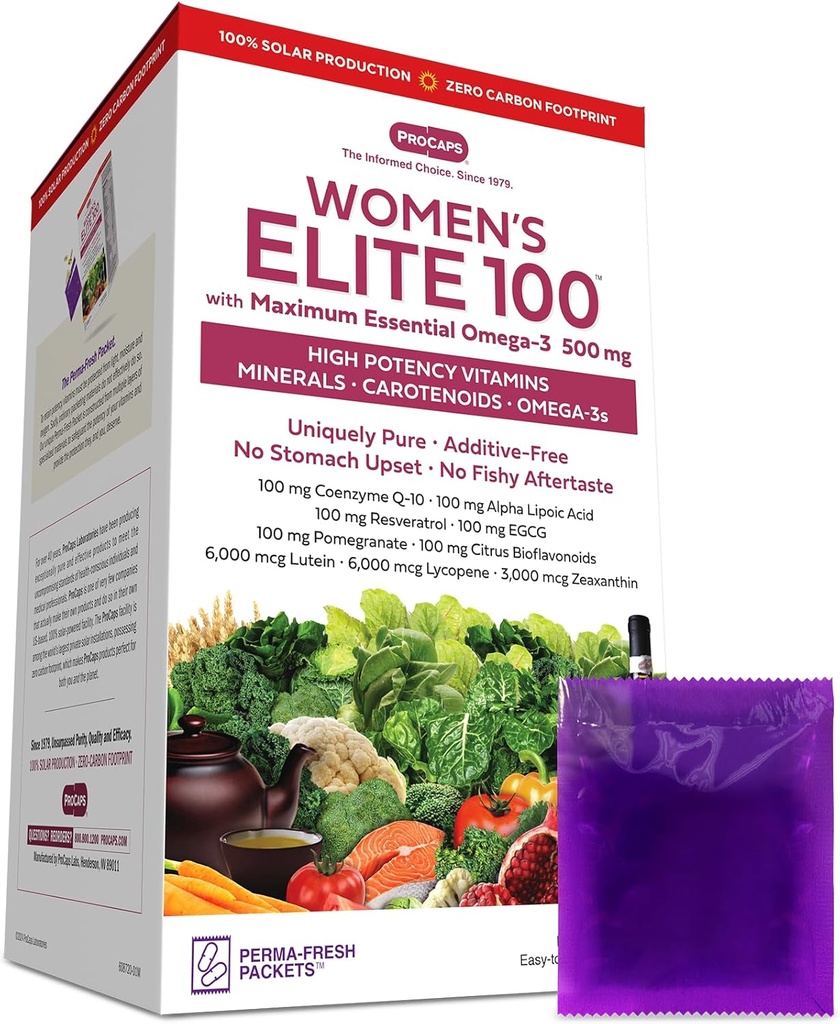 ANDREW LSSMAN Multivitamin - Women 's Elite- 100 med Maximum Essential Omega-3 500 mg 30 Pakninger - 40 + Potent Nutrients, Essential Vitamin, Minerals, Phytonutrients og Carotenoider. Ingen tilsætningsstoffer