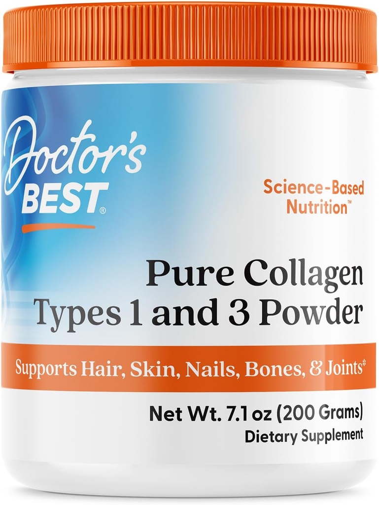 Doctor's Best Pure Collagen Types 1 & 3, Promotes Healthy Skin Hair & Nails – Bone & Joint Support, 7.1 Ounce (Pack of 1)