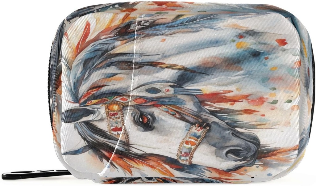 Ethnic Horse Travel Pill Organizer Bag, Weekly Daily Pill Case Bag Portable Pill Box for Vitamin Supplement Medicin