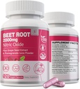 Beet Root Capsules 2000mg Nitrogen Oxide Kosttilskud w / Grape Seed Extract, Pomegranate Extract understøtter cirkulering & blodgennemstrømning, energi til mænd / kvinder, Organic Beetroot Powder, Ikke GMO, 240 Counts