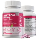 Beet Root Capsules 2000mg Nitrogen Oxide Kosttilskud w / Grape Seed Extract, Pomegranate Extract understøtter cirkulering & blodgennemstrømning, energi til mænd / kvinder, Organic Beetroot Powder, Ikke GMO, 240 Counts