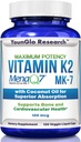 Vitamin K2 MK7 (MenaQ7) 100 mcg w / Kokosolie til Superior Absorption, Kosttilskud, 120 Veganske flydende kapsler til støtte Knoglenæthed og densitet for voksne kvinder og mænd