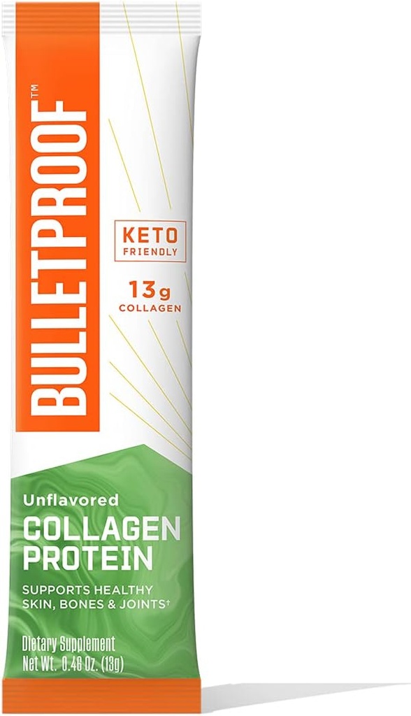 Uden smag Collagen Protein Powder GoPack, 12g Protein, 1 Pack, Bulletproof Grass Fed Collagen Peptider og Aminosyrer til sund hud, knogler og joints
