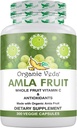Organic Veda Amla Kapsler - 1500mg, 300 Kapsler Organic Hel frugt Amla Pulver - Natural Vitamin C for Immunitet, hudstråling, Antioxidanter - Vegan, Ikke GMO, Raw Vitamin C kosttilskud