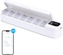 Odaro Smart Weekly Pill Organizer med Alarm - Bluetooth Pill Dispenser 7 Dag, Vitaminer Pill Box Reminder til ældre (hvid)