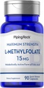 Piping Rock L Methylfolat 15 mg 10 mg 12 4; 90 Kapsler 12 4; Max Potency 12 4; Active folinsyre Supplement 12 4; Non- GMO, Gluten Free