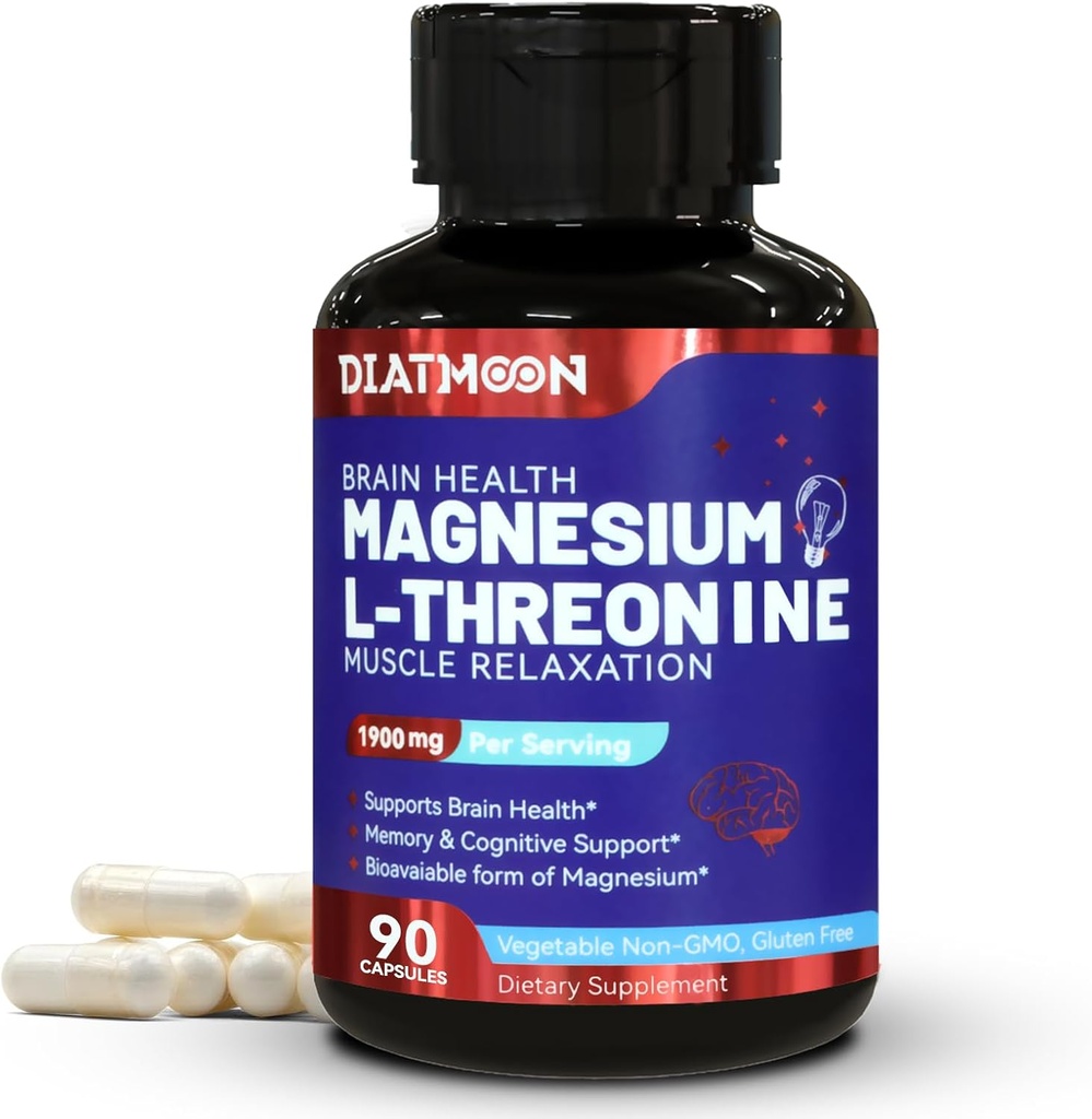 Magnesium L-Threonine, High Absorption Magnesium Supplement,1900mg Magnesium Threonine for Brain Health, Memory Support, Gluten Free, Non-GMO,90 Vegan Capsules