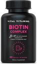 Vitale vitaminer Biotin Complex piller - med Hyaluronsyre, MSM, Collagen, & C-vitamin - supplement til hår, hud, og negle - 60 kapsler