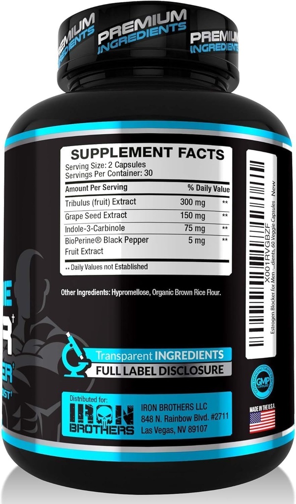 Test Booster for mænd med østrogen Blocker - Anti- Østrogen Kosttilskud - Natural Aromatase Inhibitor - Øge Libido & Styrke 60 kapsler - Muskelvækst - Vægttab (2 flasker)