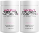 Kodeage kvinders daglige multivitamin, 25 + vitaminer og mineraler, gæret, økologiske hele fødevarer, Probiotika supplement - vitamin A, B, C, D, E & K, Omega 3, Zink - Vegan - 2 Pack