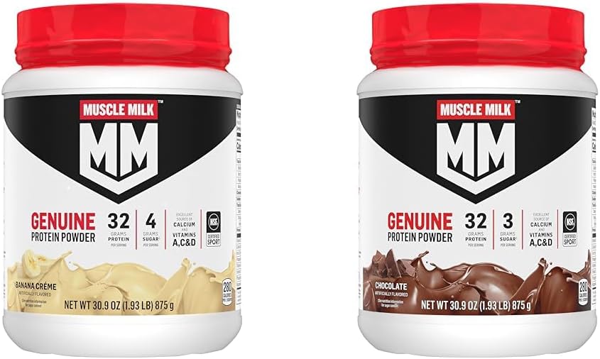 Muskel mælk ægte protein pulver bundle, Banana Crème 1,93 Pounds 12 Servere 32g Protein og chokolade 1,93 Pounds 12 Servere 32g Protein