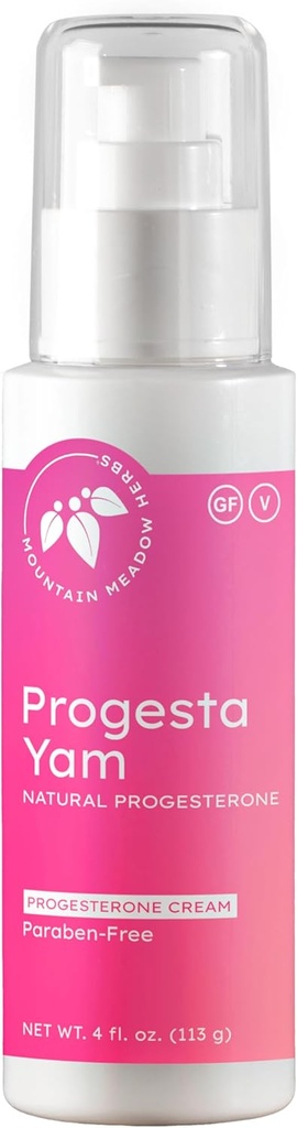Mountain Meadow Herbs Progesta- Yam Cream - Bioidentiske Progesteron fra Wild Yam - Menopause & Perimenopause Hormone Support - Læge Udviklet, 3. part testet, Non- GMO, 4oz
