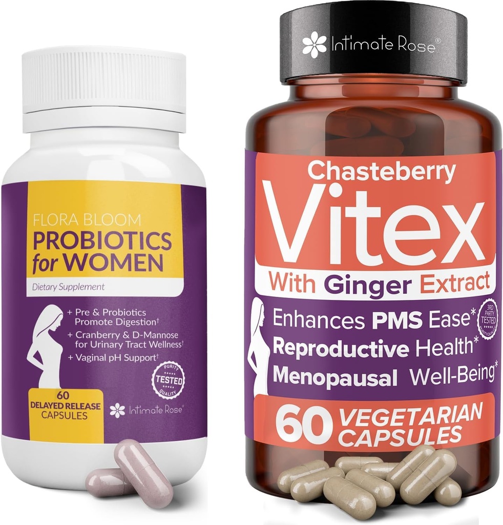 Intimate Rose Save 10% på Vaginal Probiotika for kvinder - 60 Counts & Vitex Chasteberry Supplement for kvinder - 60 kapsler