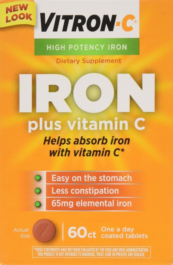 VITRON- C Høj potens Iron Plus C-vitamin tabletter - 60 Ea - 3 pakninger