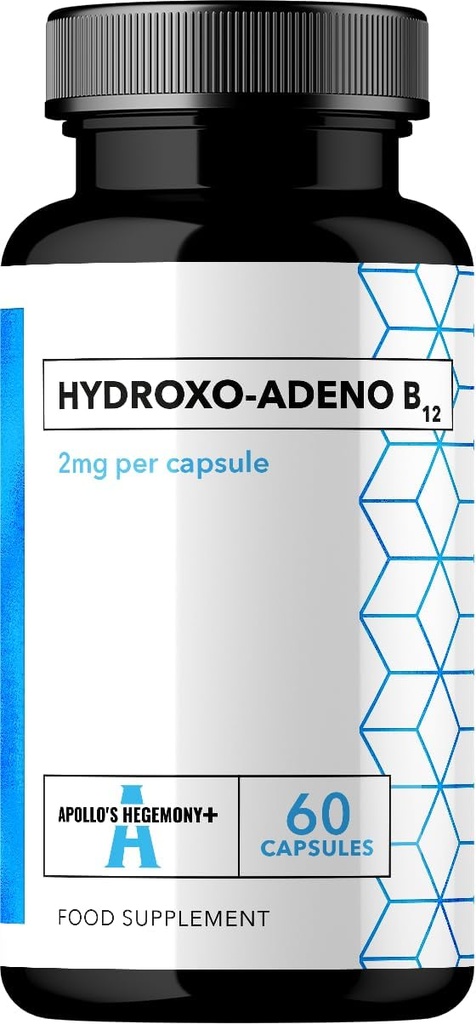 APOLLO 'S HEGEMONY Hydroxo- Adeno 2 mg - High Absorption Vitamin B12- 60 Vegan Capsules - 2 Month Supply - Understøtter dannelsen af røde blodceller og vital energi niveauer