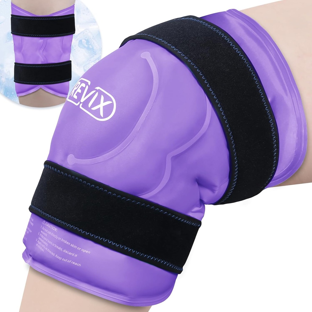REVIX 20 "XXXL Ice Pack til Knee Diskomfort og Træthed, Genanvendelige Ekstra store kolde pakker til afslapning, Knee Erstatning kirurgi, fremme fleksibilitet og mobilitet med kold terapi, lilla