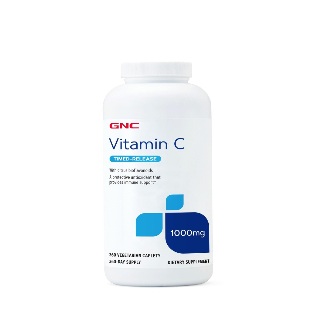 GNC-vitamin C 1000mg tillæg, Tidsfrigørelse, Giver immunforsvar, 360 Servere