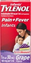 Spædbørn Tylenol Oral Suspension Liquid Medicine med Acetaminophen, Baby Fever Reducer & Pain Reliever for Mindre Aches & Pains, Sore Hals, Hovedpine & Tandpine, Grape Flavor, 1 fl. Oz