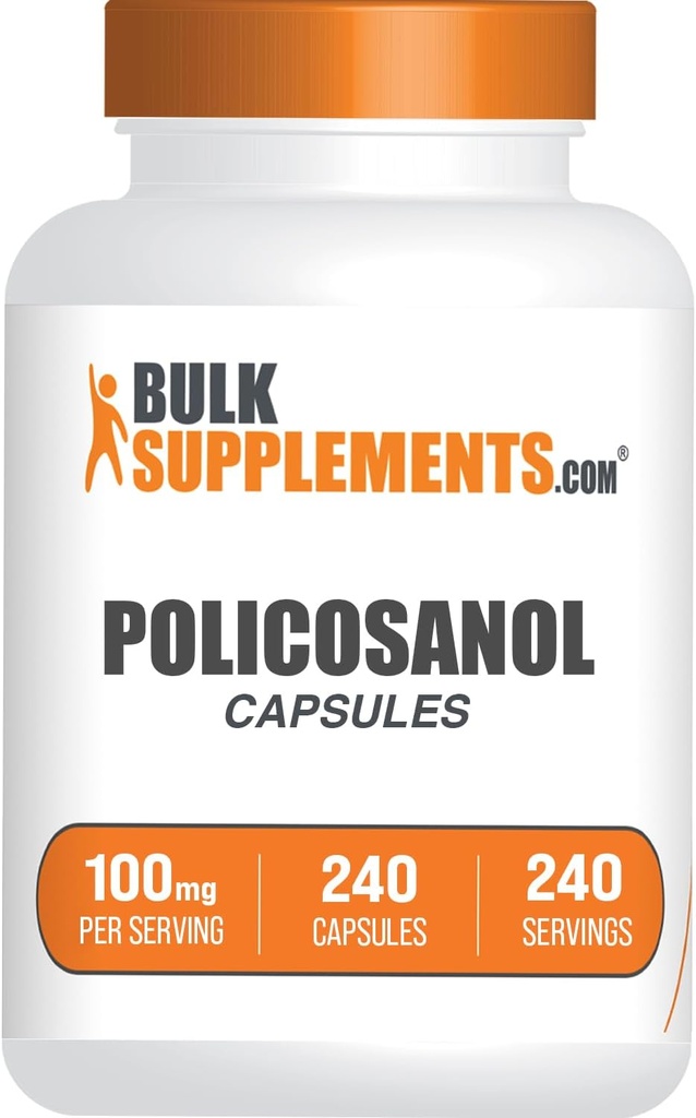 Bulkaddiments.com Policosanol Capsules - from Sugar Cane, Policosanol 100mg - Gluten Free, 1 Capsule per Serving, 240 Capsules (pakning med 1)