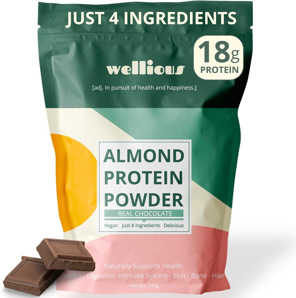 wellious mandel protein pulver (chokolade) - 18 Bedste af Pure Healthiest Vegan protein til kvinder & mænd - perfekt gluten- fri, soy- fri & glat Gut venligt protein pulver til sport ernæring