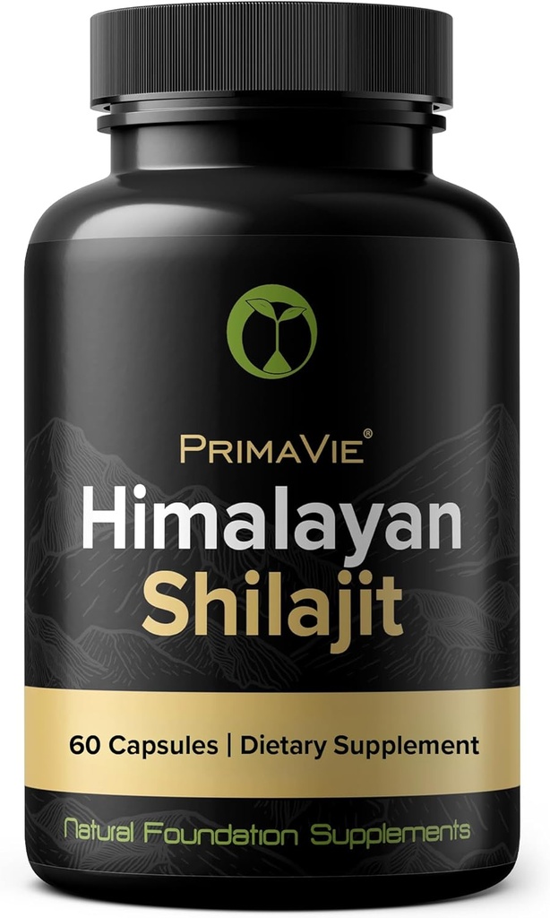Shilajit Capsules High Strength Renset Primavie Shilajit Høstet ved 10.000 Feet fra Himalayan bjergene Rich in Fulvic Acid & Trace Minerals 3. part Testet 100% Natural Made in the USA (60)