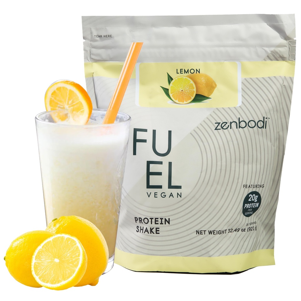 Fuel Vegan Protein Powder Lemon - 21g Protein Hver servering, Lækker Plant-baseret blend for muskelvækst, fremstillet af Pea, med Vegan D3, Ingen kunstige flavors, Glutenfri