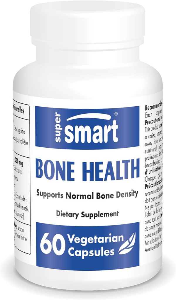 SuperSmart - Bone Health Supplement (100% Plant baseret & Patenteret) - Stærk Bones & Bone Density Supplements 124; Non- GMO & Gluten Free - 60 Vegetariske Kapsler