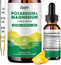 Kalium Magnesium Glycinat Supplement- High Absorption Magnesium Complex Liquid Drop med calcium, kalium, D3-vitamin og zink til søvn, ben kramper, muskler & energi, sukker fri & Vegan 2 Fl Oz