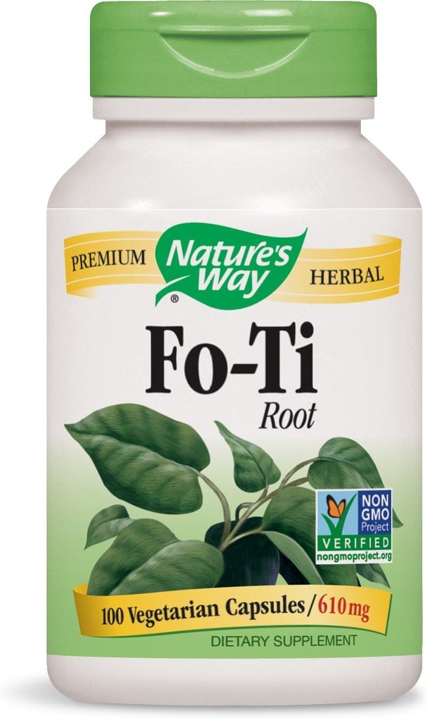 Nature 's Way Fo- Ti Root 610 mg, 100 vegetariske kapsler, pakke med 2