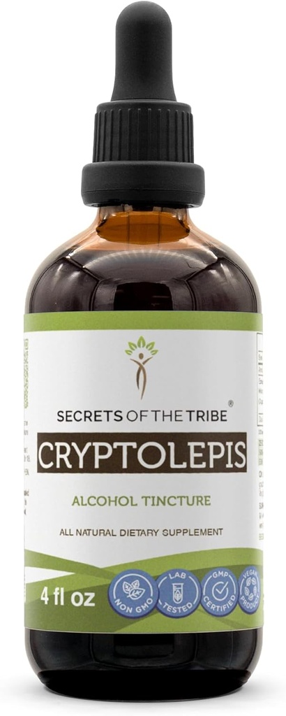 Hemmeligheder af Tribe Cryptolepis Tincture Alkohol Extract, High- Potency Herbal Drops, Tincture Lavet af Wildcrafted Cryptolepis Sanguinolenta 4 oz