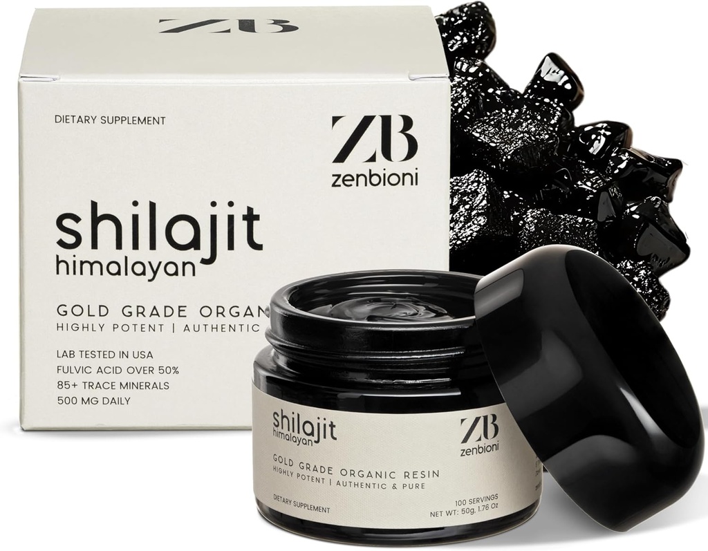 Pure Himalayan Shilajit Resin - 50g Organic Shilajit til mænd og kvinder med Fulvic Acid & 85 + Trace Minerals for Energy, Strength & Immunity - Lab Testet for renhed & potens - 100 Servere