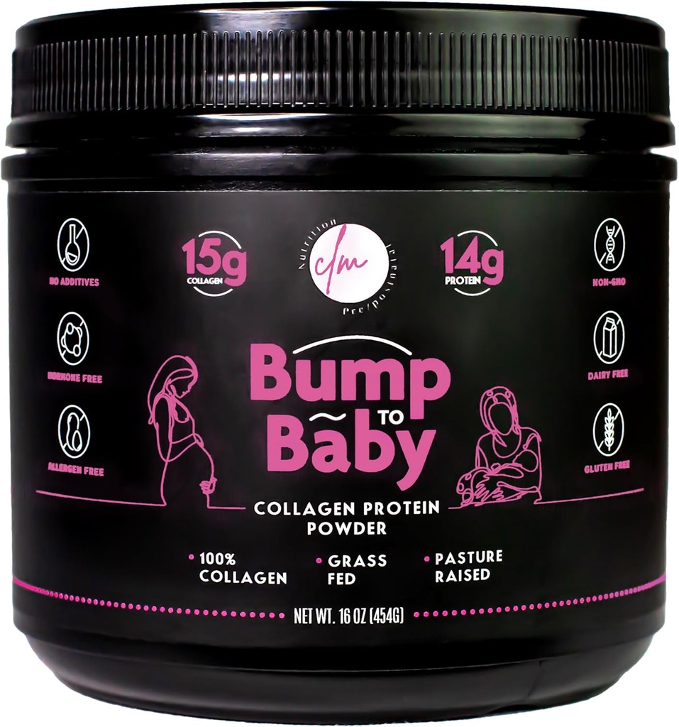 Graviditet, Postnatal & Postpartum Protein Powder for Women, Grassfed Collagen, Non- GMO, Dairy- Free, Gluten- Free, 16 Oz
