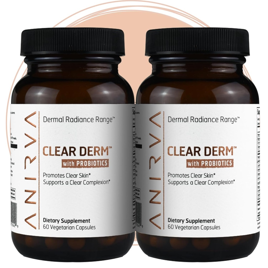 2 - Pack Acne piller med zink til voksne, Acne piller til Hormonal Acne, Zink piller til Acne behandling, Probiotika til Acne, Zink kosttilskud til voksne Acne - Anirva Clear Derm med Probiotika