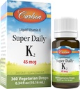 Carlson - Super Daily K2, 45 mcg flydende vitamin K, ben sundhed, K2 Vitamin, vitamin K tillæg, vitamin K-2 MK7, Unflavored, 360 dråber (10,16 ml)