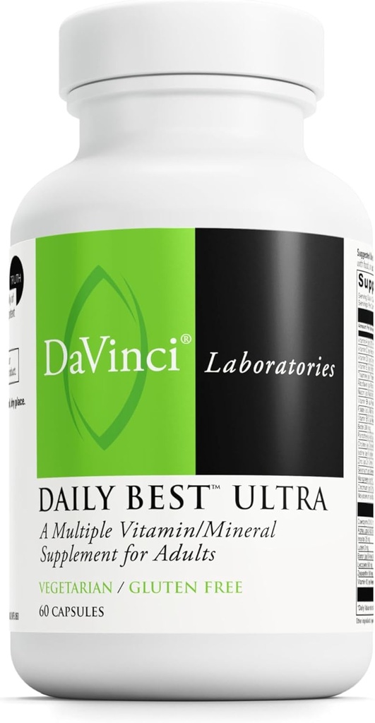 DAVINCI Labs Daily Best Ultra - Kosttilskud til støtte Cardiovaskulær Sundhed, Fedtstofskifte og Knoglehelbred * - med B Vitamin, Mineraler, Cholin, CoQ10, Boron, Lycopene - 60 Vegetariske Caps